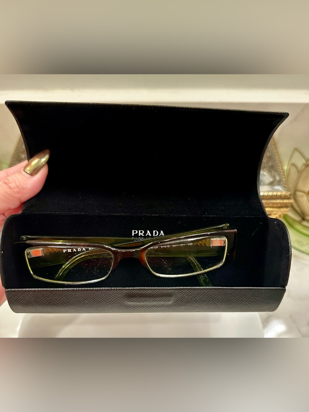 Prada Project Green Jeweled Rx Eyeglass Frames, 1 broken temple tip w/Prada Case - Picture 17 of 17